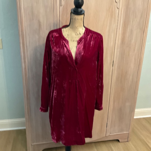 NWT Anthropologie Melody Velvet Tunic Dress Raspberry pink soft flattering V M - Picture 3 of 16